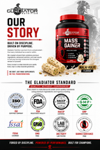 Gladiator Nutrition Mass Gainer | 22g Protein | 67g Carbs | 4.5g Fat | Weight & Muscle Gain | Malai Kulfi