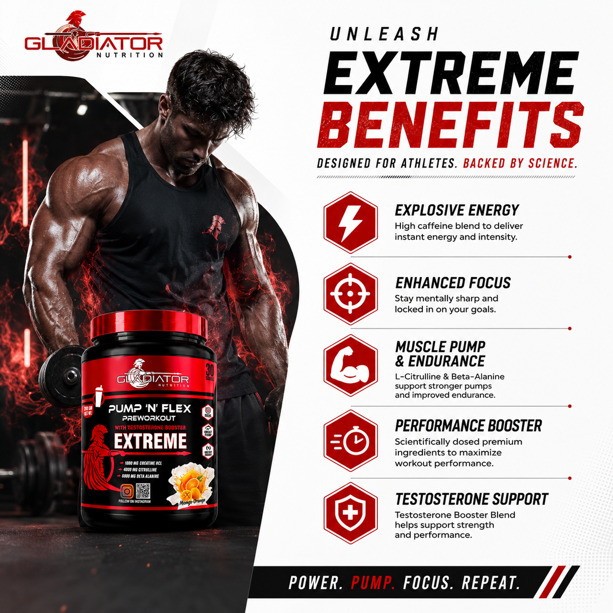 Gladiator Nutrition Pump ‘N’ Flex Extreme – Preworkout