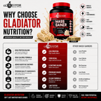 Gladiator Nutrition Mass Gainer | 22g Protein | 67g Carbs | 4.5g Fat | Weight & Muscle Gain | Malai Kulfi