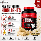 Gladiator Nutrition Mass Gainer | 22g Protein | 67g Carbs | 4.5g Fat | Weight & Muscle Gain | Malai Kulfi