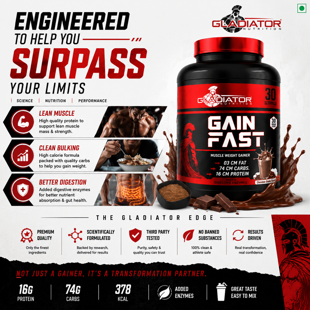 Gladiator Gain Fast Muscle Weight Gainer 3KG
