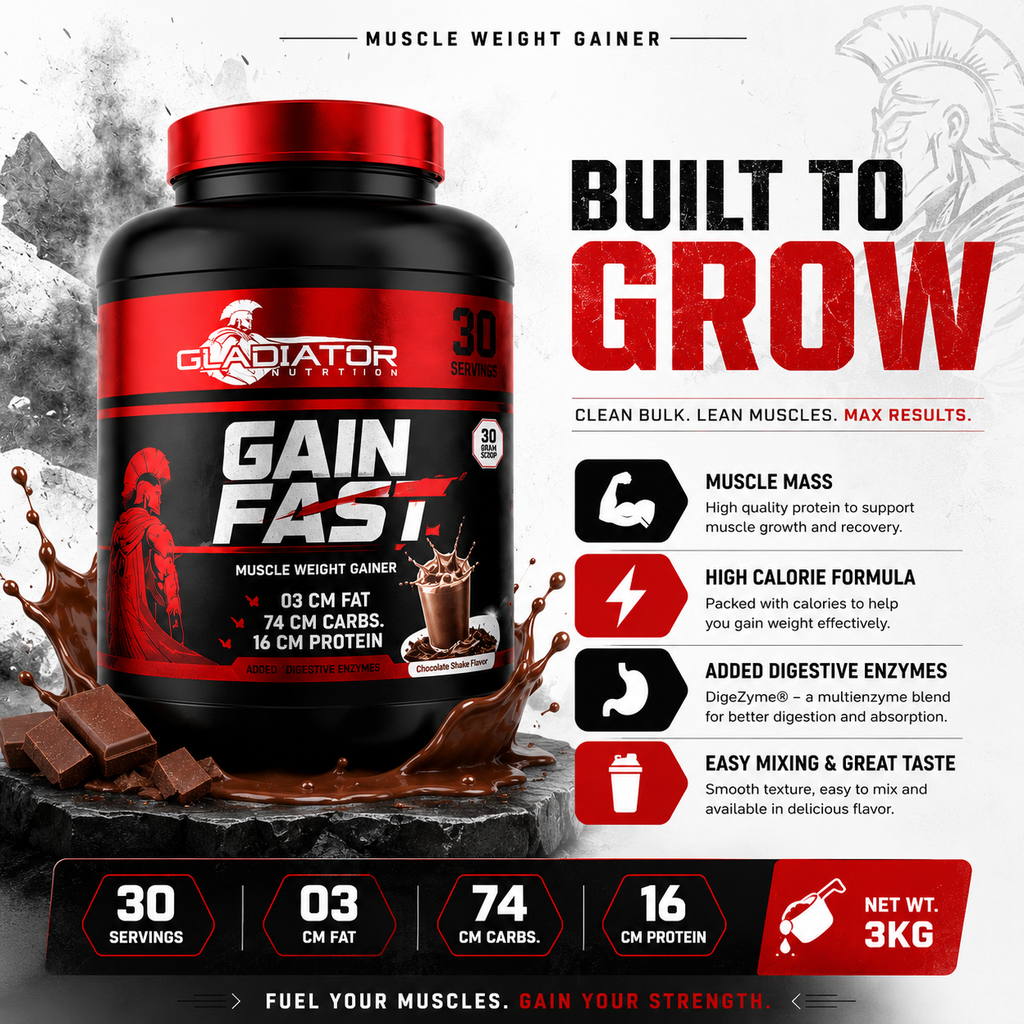 Gladiator Gain Fast Muscle Weight Gainer 3KG