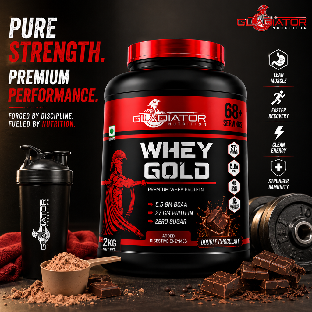 Gladiator Nutrition Whey Gold Protein 2kg | 27g Protein | Double Chocolate