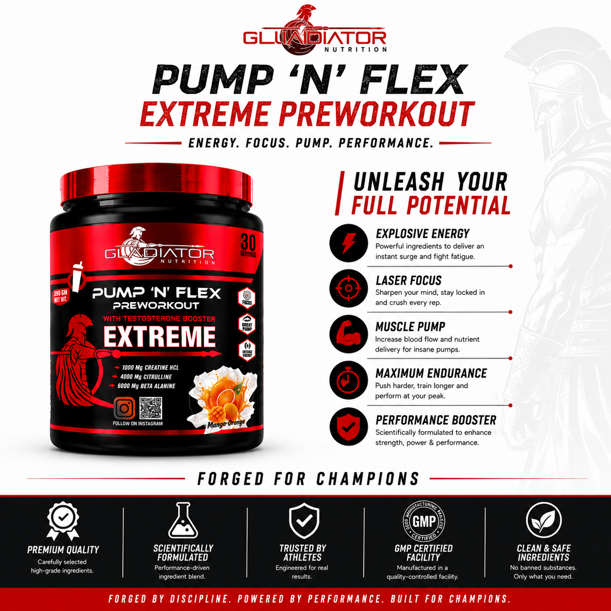 Gladiator Nutrition Pump ‘N’ Flex Extreme – Preworkout