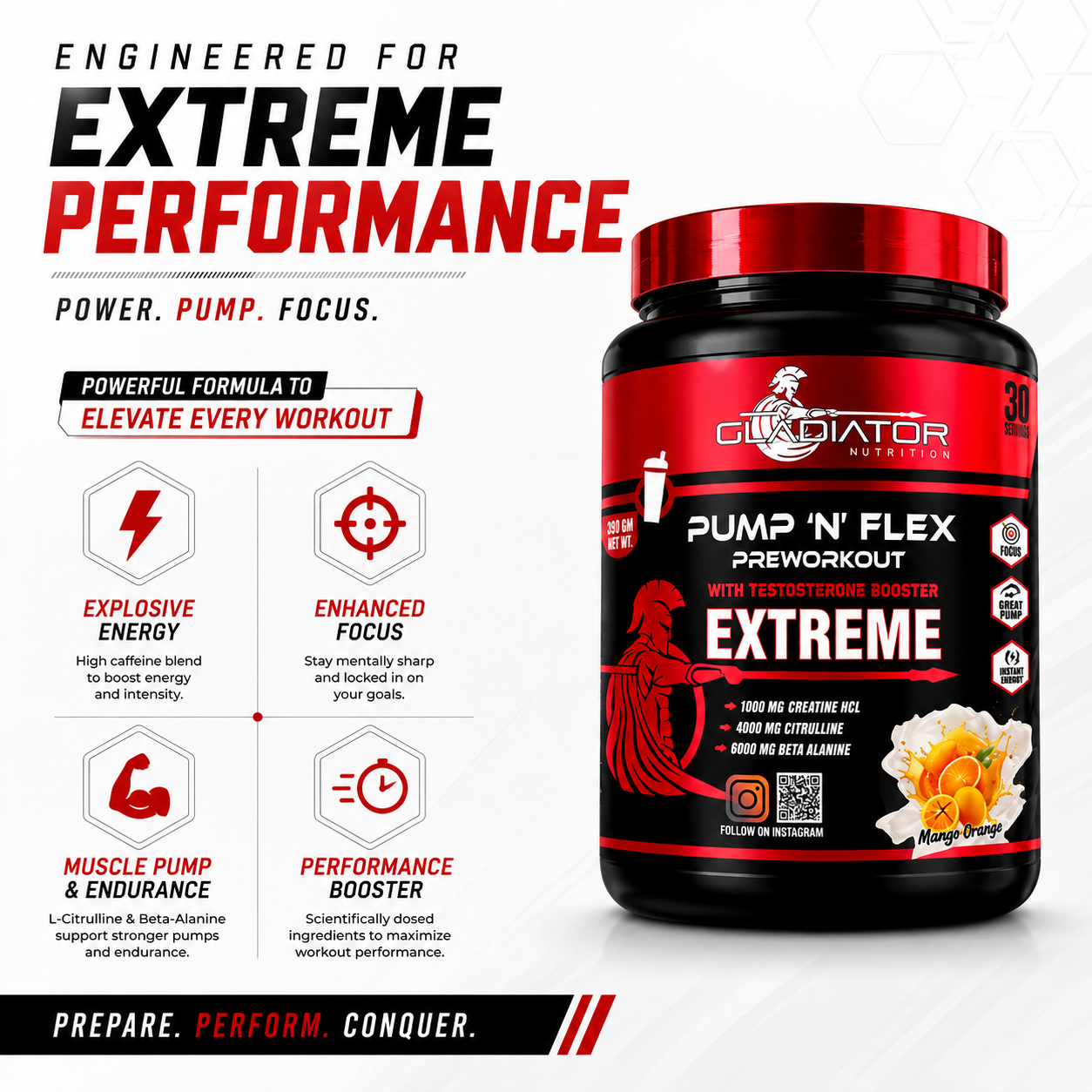 Gladiator Nutrition Pump ‘N’ Flex Extreme – Preworkout
