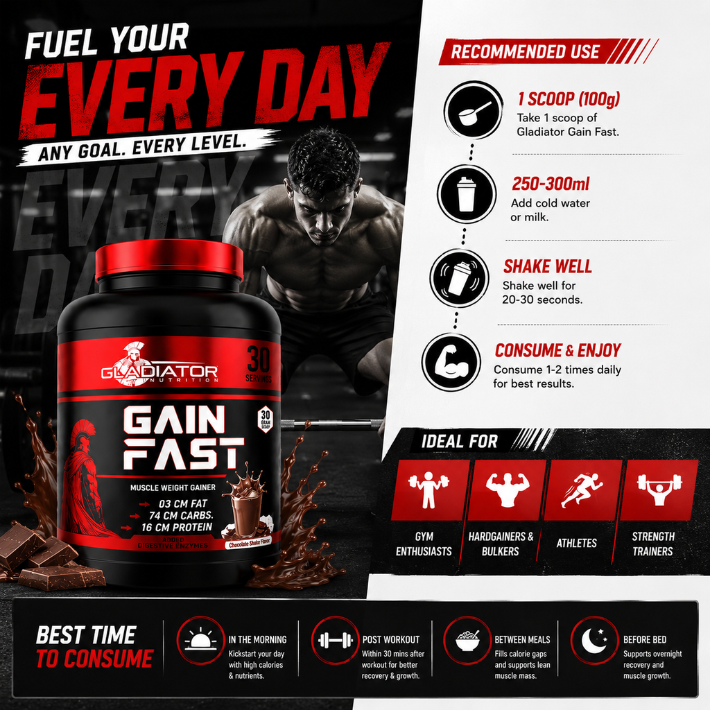 Gladiator Gain Fast Muscle Weight Gainer 3KG