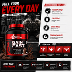 Gladiator Gain Fast Muscle Weight Gainer 3KG